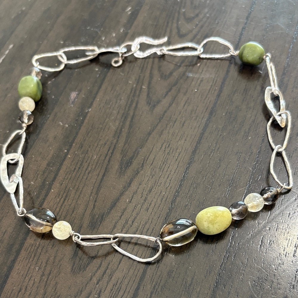 Silpada 925 With Green Jade and Smoky Beads
